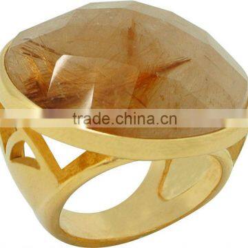 Gold Plated Fashion Ring with natural stone