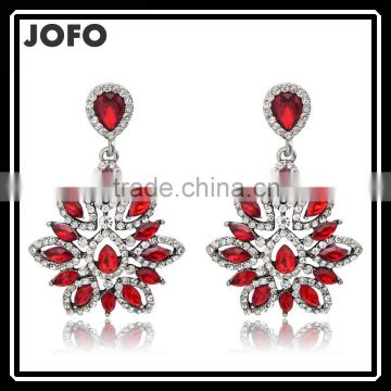 New Charm Fashion Crystal Rhinestone Water Drop Leaf Flower Dangle Drop Earrings