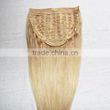 Blonde color clip in half wig Brazilian remy hair