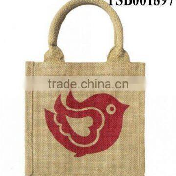 hot sale fashion promotional jute gift bag with print Jute bag with handle