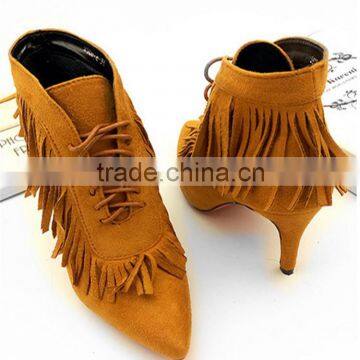 Latest England Style Tassel Anckle Suede Rubbe Sexy Girls Riding Boots photo-2
