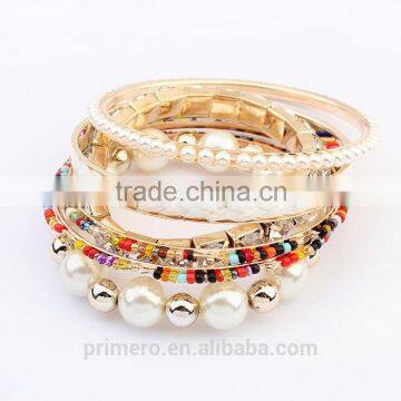 Multilayer Pearl Glass Rhinestone Beaded Twist Leather Bracelet& Bangle Jewelry photo-4