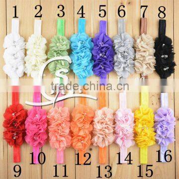 NEW Grosgrain Ribbon Baby Headbands With Three Pearls Rhinestone Flower / Chic Women Skirt Waistband Accessories Clothing Collar photo-5