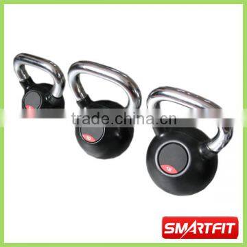 kettle dumbbell with rubber cover and chrome handle high quality fitness body-training items accessory