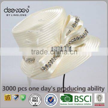 Women Party Hat Wholesale Cocktail of Bows Satin Ribbon Lady Church Hat                        
                                                Quality Choice