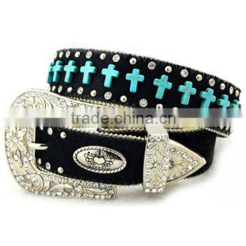 Wholesale Women's Rhinestone Studs Cross Belts