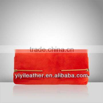 V401-2013 New arrival designer orange suede clutch bag high quality evening bag