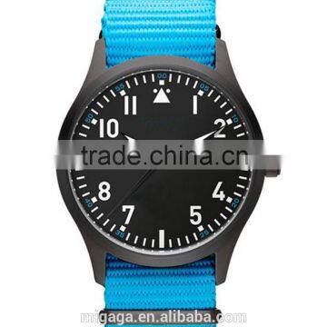 The Gorgeous Design Blue And Black Face Fabrics Nylon Strap Stainless Steel Quartz Watch