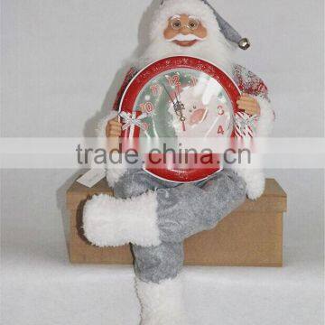 XM-SA009B 24 inch sitting santa holding clock for christmas decoration