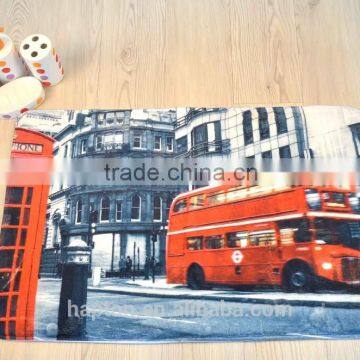 beautiful printed 50*80cm mat with anti-slipping back bus design memory foam bathmat