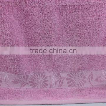 China Wholesale Market Cotton Solid Color and Jacquard Border Bath Towels on Sale photo-3