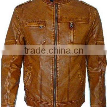 Mens pu leather jacket,fashion washing