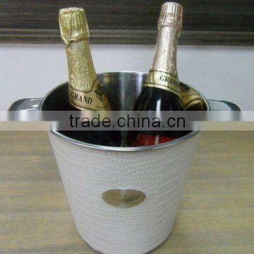 metal Ice bucket with leather cover