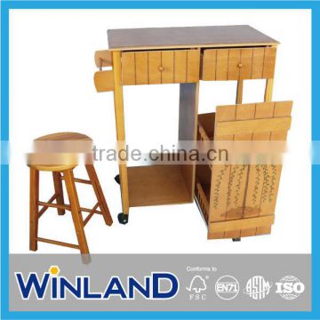 Wooden Table and Stool