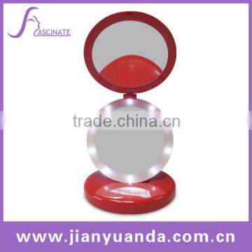 High-end Led lighted salon station makeup mirror & double sides plastic round makeup mirror & foldable compact mirror