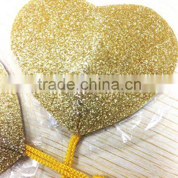 Sexy Lady Fashion Yellow Glitter Powder Nipple Stickers Heart Shape