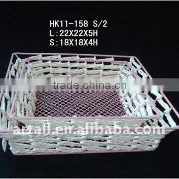 paper rope basket with iron frame