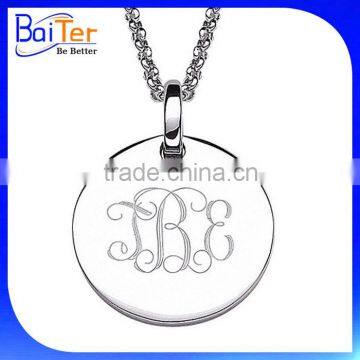 Stamped 925 Sterling Silver Engraved Monogram Pendant Charm Necklace Pendant