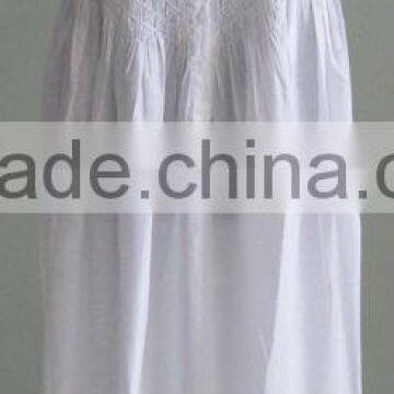 Simple Style White Cotton Nightgown Nightwear