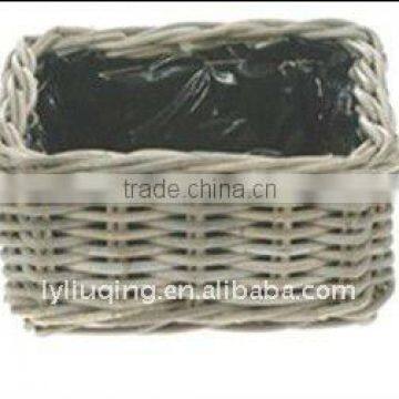 wholesale grey mini square wicker willow basket with plastic liner