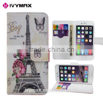 Customerfirst Design Butterfly PU Feather Wallet Folio Leather Flip Case Cover With Card Id Slot and Wrist Strap for Iphone 6 photo-3