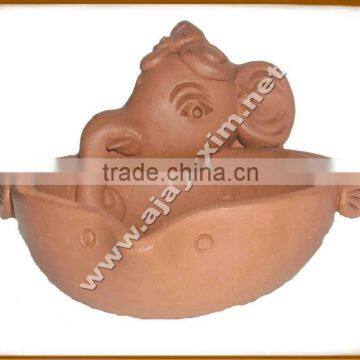 Clay Oil Lamp Ganesh Statue