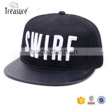 Custom White Embroidery Snapback Cap Leather Brim photo-2