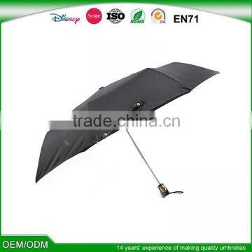 2016 23"*8K jacquard auto open and close 3 folding black umbrella