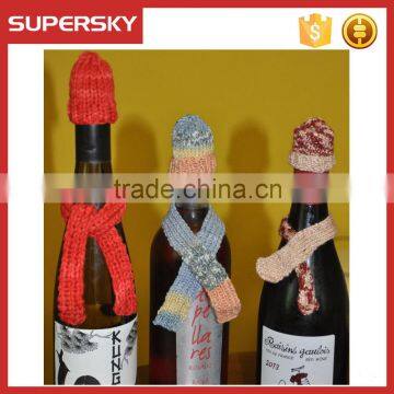 A-837 Christmas Party Wine Bottle Gift Wrap Crochet Wine Bottle Cover Set Christmas Knitting Table Wine Botle Decor