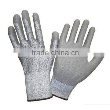 Grey PU anti-cut glove with cut 5