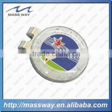 promotional round shape custom metal epoxy silver golf ball marker holder