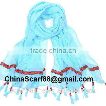 Wholesale fringed hand knit scarf