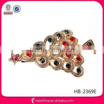 Wholesale America popular diamante metal Christmas tree hair clips