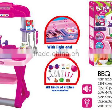 BBQ KITCHEN WITH THE LIGHT AND SOUND FOR KIDS TABLEWARE TOYS