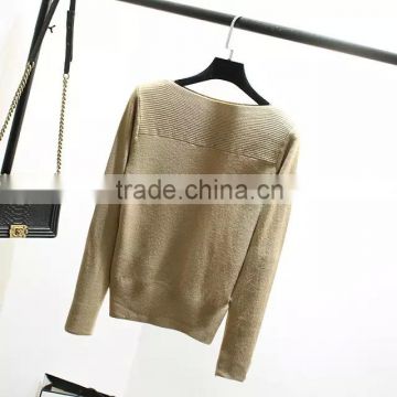 stylish long sleeve sweaters pure color