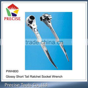 Glossy short tail ratchet socket wrench