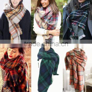 blanket infinity scarf Lady Women Winter Infinity Blanket Oversized Shawl Plaid blanket scarf