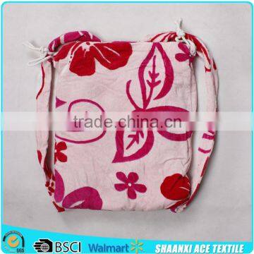 100% Cotton customized printed popular red flower foldable beach towel bag