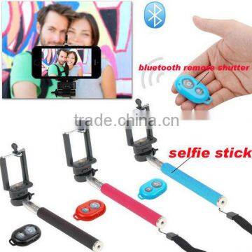 Wholesale portable wireless bluetooth remote shutter with selfie monopod