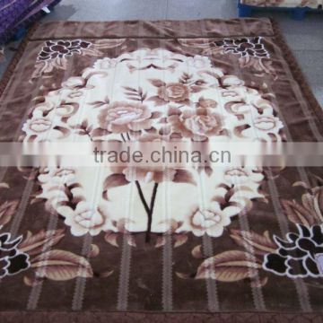 Floral printed 2015 new super soft mink embossed blanket