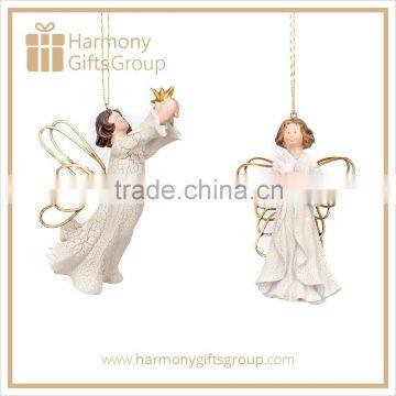 Resin Wire Wings White Flying Angel Figurines