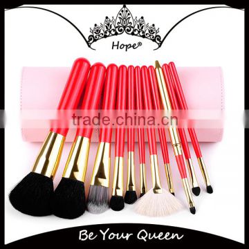 11pcs Goat Hair Makeup Brushes Set with PU Cylinder