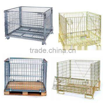 Metal storage bins mesh box cage with wheels