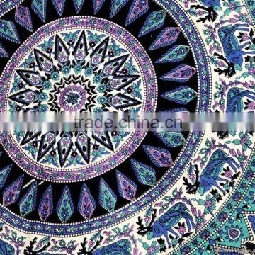 Large Elephant Mandala Round Roundie Wholesaler Indian Tapestry Table Cover Beach Throw Boho Roundie Round Mandala photo-3