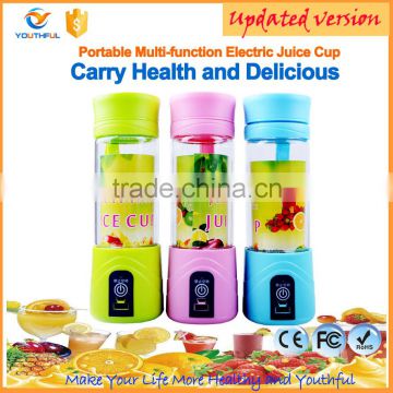 Made in shenzhen ABS+PC portable professional rechargeable hand blender battery operated juicer bottles cup