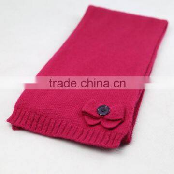 Top quality warm pure color sweet red bowknot Knitting Scarf