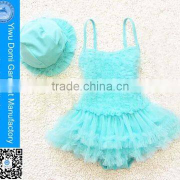 Lovely child lace one piece bathing suit wholesale modeling swimwear