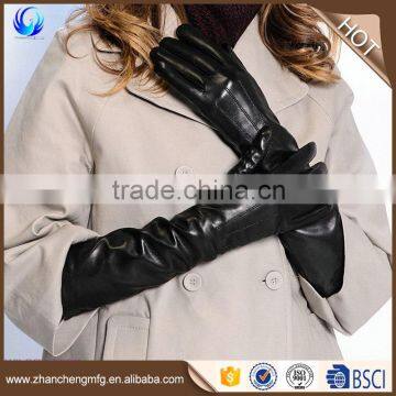 New fashion women long leather gloves buyers sheepskin gloves made in China