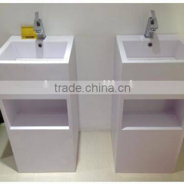 acrylic solid surface pedestal sinks/ hairdressing wash basins, artificial stone Freestanding wash basin