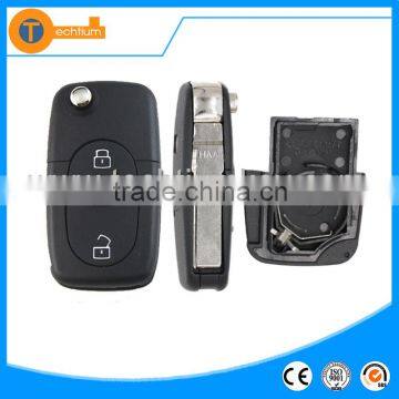 2 butotn key with big battery place and logo flip car key cover shell case fob blank for vw jetta bora polo golf mk4